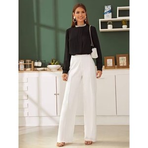 เสื้อคลุมแขนยาวผ้าเครปนำเข้าพร้อมดีเทลปกเสื้อ รุ่น 38609 - สีดำ - Product Image 5