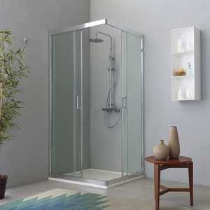 Cabine de douche coulissante rectangulaire Ferrara 80x120 195 H avec rideau en verre transparent - Product Image 3