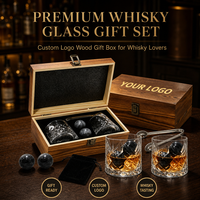 Set Regalo SHUNSTONE di Bicchieri da Whisky Girevoli Stile Vintage, Due Pezzi con Sfera in Pietra, Ideale per Campagne di Riconoscimento Dipendenti