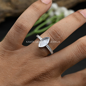 Bague pour femme en argent sterling 925, fabrication artisanale, écologique, sans plomb ni nickel, 6x12 mm, sertie de marquise, or 14 carats, bijoux en CZ - Product Image 3