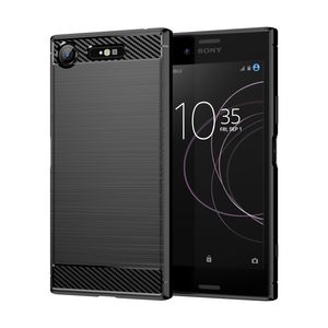 Pour Sony <span class=keywords><strong>Xperia</strong></span> <span class=keywords><strong>XZ1</strong></span> Coque de téléphone en TPU en fibre de carbone à texture brossée - Product Image 1