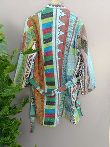 Vintage Kantha veste femmes brodé à la main matelassé coton Robe poche longue coupe hiver plage fête porter nouveauté-taille XL - Product Image 4