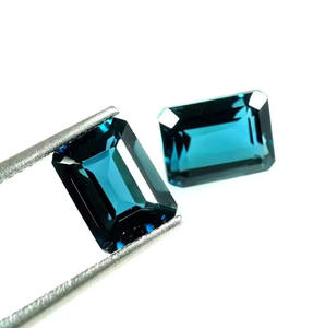 Topacio azul Londres Natural de calidad AAA 14x12 MM piedra preciosa suelta de corte esmeralda Octágono para fabricación de joyas de piedra azul - Product Image 1