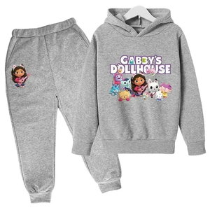 2025 Sudadera con capucha para niñas pequeñas Gabby casa de muñecas ropa sudaderas con capucha pantalones 2 uds conjuntos lindo disfraz de niños chándales para niños Gabby gatos - Product Image 3