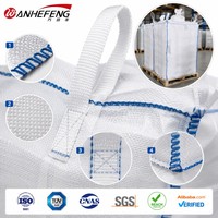Sac vrac FIBC anti-épanouissement à panneau en U avec nervures renforcées, bordure à point de couture bleue, boucles de levage à 4 points, étanche pour poudre fine