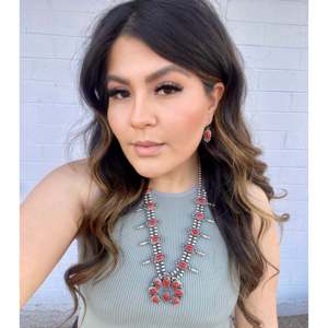 Thomas Francisco Mediterranean Coral & Sterling <b>Silver</b> Squash Blossom <b>Necklace</b> <b>Set</b> - Product Image 2