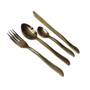 Service de couverts moderne en acier inoxydable avec finition PVD or de luxe Vente tendance pour mariages Hôtels Cafés Restaurants - Product Image 1