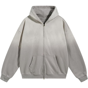 Sweat à capuche unisexe surdimensionné tendance avec logo personnalisé, sweat à capuche vintage marron surdimensionné à fermeture éclair, sweat à capuche en molleton lourd à épaules tombantes - Product Image 5