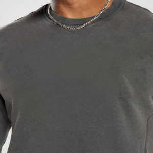 Logo personnalisé été 275 GSM 100% coton bordure poids lourd Vintage T-shirt hommes à manches courtes délavé à l'acide - Product Image 4