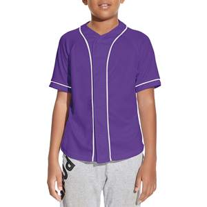 Uniforme de sport pour enfants Maillot de baseball boutonné solide Haut court avec motif rayé Anti-boulochage pour garçons filles Softball - Product Image 4