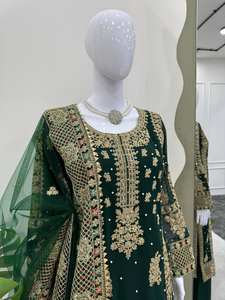 Traje de diseñador paquistaní Georgette Salwar con trabajo bordado, vestido largo paquistaní Salwar Kameez Dupatta para función de boda - Product Image 3