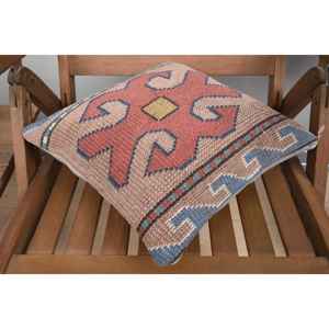 Tapis en laine Kilim 14x14 pouces à motifs vintage Tapis Kilim rustique beige Technique tissée - Product Image 4