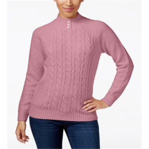 Cárdigan de Punto Trenzado Vintage Informal para Mujer Karen Scott, Color Rosa Suave, Talla XS, Transpirable, Cómodo, con Decoración Calada, para Otoño/Invierno - Product Image 1