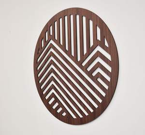 Arte de pared de madera Montañas Círculo Geométrico Decoración de madera - Product Image 5