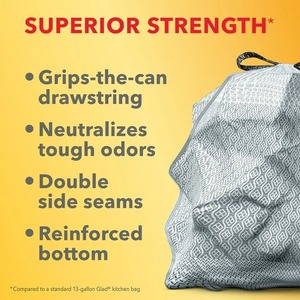 Glad ForceFlex MaxStrength ถุงขยะเชือกผูกเชือกสูง 13 แกลลอน เงินลาเวนเดอร์ 40 ถุง - Product Image 5