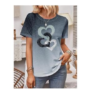 เสื้อยืดแขนสั้นสำหรับผู้หญิงเสื้อเจอร์ซีย์ผ้าฝ้าย100% พิมพ์ลายขนาดใหญ่สำหรับผู้หญิงบังคลาเทศ - Product Image 2