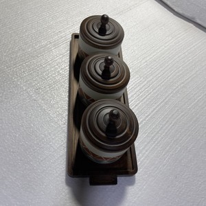 Luxury Wooden Spice Jar Sugar Salt Pepper Box Pot Container <b>Boxes</b> Kitchenware Arabic Style Ramadan Eid Gift Made From Vietnam - Product Image 3