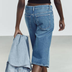 Haute qualité été longue longueur au genou personnalisé Look chic Denim Jean Jorts femmes taille haute décontracté effet délavé Denim Shorts - Product Image 2