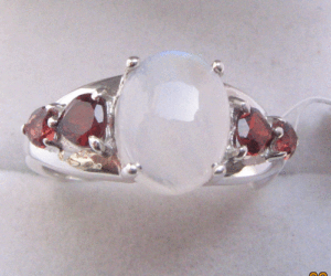 925 Sterling Silver Shah Gems <b>Ring</b> for Women Natural Rainbow Moonstone Garnet <b>24K</b> <b>Gold</b> Plated Oval Cut Stone for Everyday Wear - Product Image 1