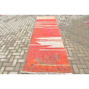 Turkish Rug, <b>Runner</b> 3.3x10.6 ft Rug, <b>Red</b> Ombr Rug - Product Image 1