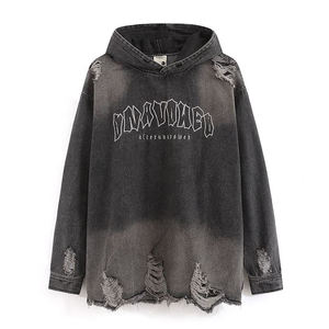 Sweat à capuche décontracté avec logo brodé, style hip-hop, imprimé tendance, tissu français uni, 100% coton - Product Image 4