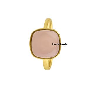 2025 Top qualité naturel Rose Quartz anneau Sterling coussin cadeau plaqué or argent bijoux fins 925 fournisseur pour les femmes et les filles - Product Image 3