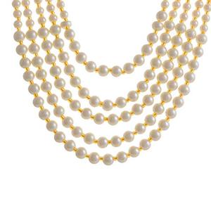 Mehtab ลูกปัดแก้วสีขาวห้าชั้นสลับตะขอสร้อยคอเชอร์วานิ/โมติมาลาอุปกรณ์เสริมสำหรับเจ้าบ่าวสำหรับงานแต่งงานของผู้ชาย - Product Image 6