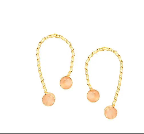 Meilleure marque de bijoux en argent sterling 925 plaqué or 18 carats boucles d'oreilles en zircon pierre de lune opale à double pièce pour femmes