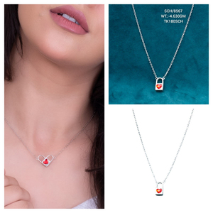 Cadeau de Noël Serrure à quartz rouge Gemstone 925 Pendentif en argent massif avec chaîne de 18 "Collier tendance en argent de style moderne demoiselle d'honneur - Product Image 2
