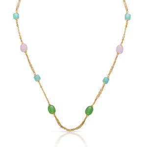 Collier chaîne perlée en or jaune pour femme avec accent diamant, cadeau religieux - Product Image 4