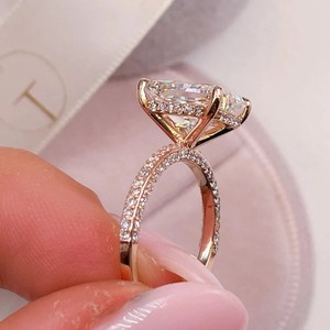 14K oro hombres mujeres joyería fina moda Hip Hop corte radiante laboratorio crecido diamante VS1 GH anillos de Color estilo Popular - Product Image 5