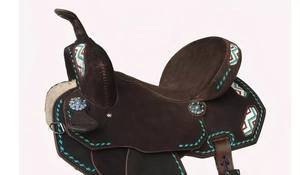 Western Leather Roughout Barrel Racing Saddle Ligero, seguro y listo para el rendimiento - Product Image 2