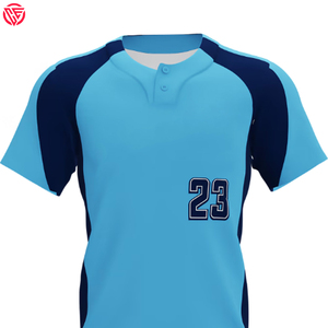 Maillot de baseball 100% polyester à séchage rapide à deux boutons, léger, fermeture à bouton d'entraînement, maillot de baseball à motif uni - Product Image 2
