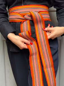 Cinturón Tejido a Mano de Lana Ucraniana Étnica de 3m, Regalo de Pascua Estilo Boho, Fajín Folclórico Eslavo Cossaco - Product Image 4