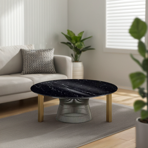 โต๊ะกลางหวายโค้งมนสำหรับตกแต่งบ้านร้านกาแฟโต๊ะเฟอร์นิเจอร์ทันสมัยคุณภาพสูงมาตรฐานสูง - Product Image 1