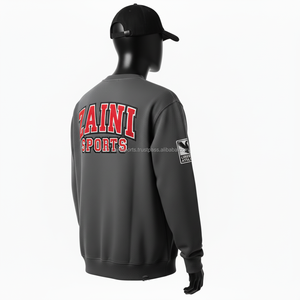 Qualité supérieure 360 GSM Hommes Sweat Gris Foncé Polaire Tissu Doux Au Toucher Broderie Personnalisée Logo Conception Basics Sweats - Product Image 4