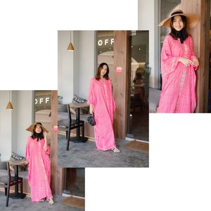 Caftán elegante para mujer de la mejor calidad, diseño pintado a mano, caftán elegante para mujer, Shibori rosa - Product Image 5