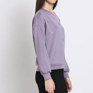 Sudadera de Manga Larga con Cuello Redondo para Mujer, Estilo Casual, Lavado Ácido, Ajuste Holgado, para Hacer Ejercicio, con Logotipo Frontal, Venta al por Mayor - Product Image 6