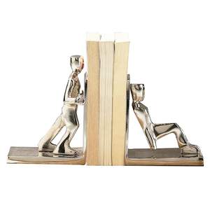 Vintage Aluminium Silver men Bookends Boho Bookends men sculpture Decor Nursery Decor - Product Image 1