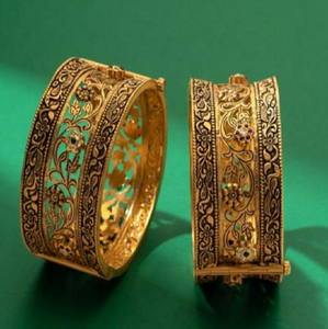 ข้อความกว้างทองเหลือง Kada พร้อมรายละเอียดงาน jali และหินมีจำหน่ายในราคาขายส่ง - Product Image 1