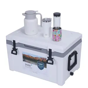 50L Wheeled Hard Cooler Keeps Ice Camping Plastic Portable Picnic Ice Chest Cooler Box With Handle And Bottle Opener