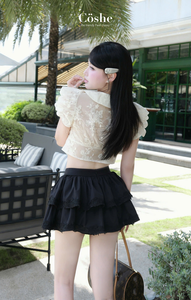 Coshe Cristina ชุดเสื้อลูกไม้หรูหรามีแขนพองและกระโปรงแต่งระบายสไตล์โรแมนติกสำหรับผู้หญิงชุดออกงานทุกวัน - Product Image 6