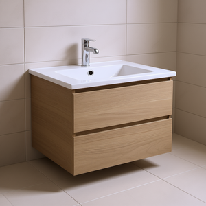 Base à 2 tiroirs en chêne naturel Vieste 60 cm pour ensembles de salle de bain - Product Image 3