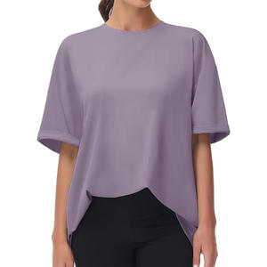 Camiseta de gran tamaño personalizada para mujer, camisetas 100% de algodón para mujer, Camiseta larga al por mayor para mujer - Product Image 3