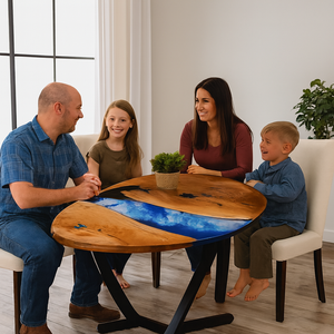 Living Room Luxury Handcrafted <b>Epoxy</b> <b>Resin</b> Rectangle Modern Waterproof Dining <b>Table</b> Acacia Wood <b>Top</b> Customizable Anniversary - Product Image 4