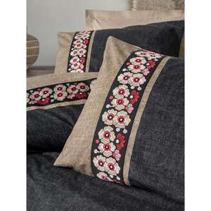 Ensemble housse de couette double en coton Yamka Beige 8680108078266 Folk Art Design pour literie - Product Image 2