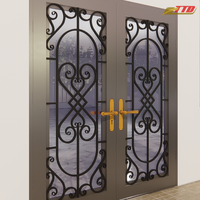 Elegantes Puertas de Entrada de Acero y Hierro TTD, Impermeables, con 3 Años de Garantía, Diseño Posmoderno para un Hogar Seguro