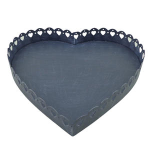 Plateau de service en métal, assiette de service en forme de coeur gris délavé pour mariage et décoration de cuisine personnalisée en gros, nouveauté - Product Image 1