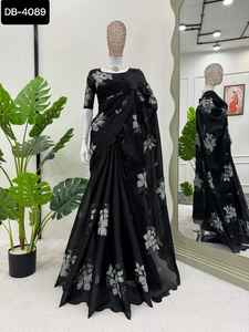 New Designer <b>Women</b> Party Wear Saree Collections <b>Top</b> Quality Heavy Wedding Wear Saree With <b>Sequence</b> Thread Work Blouse Pieces - Product Image 2