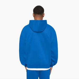 Hoodies pour homme, 100% coton Essential Zip Hoodie-Bleu, Epaule tombante Fit avec poches avant et coton Premium 450gsm - Product Image 5